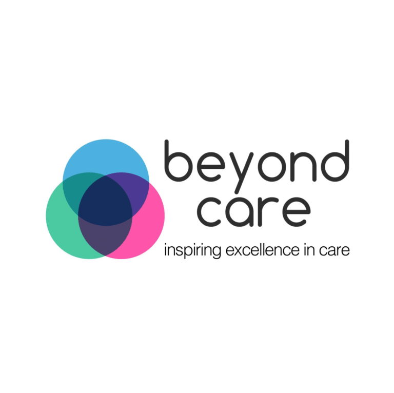 Logo with three overlapping colored circles and the text "beyond care," highlighting Support Coordination and "inspiring excellence in care" on a white background.